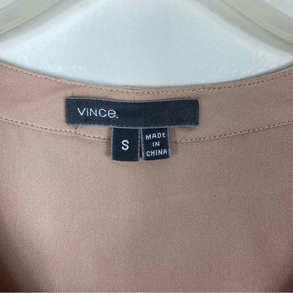 Vince silk Vneck draped flowy blouse vintage rose - Picture 4 of 5